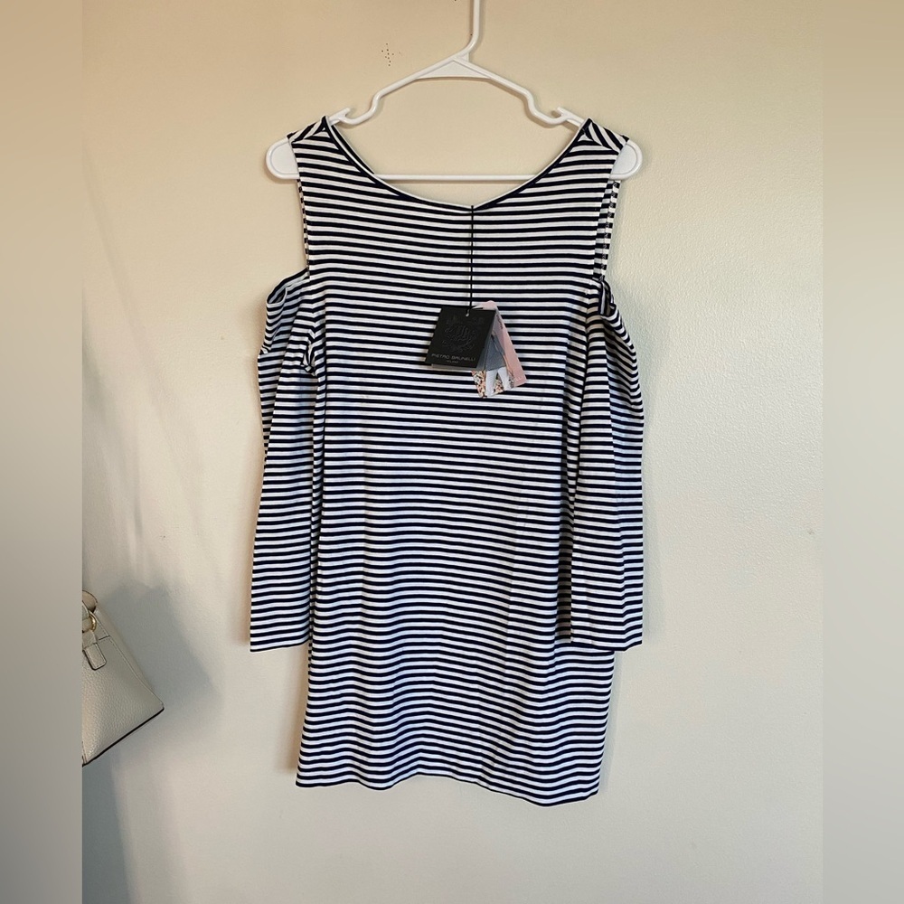 Pietro Brunelli Made in Italy Nautical Navy and White Striped Top maternity